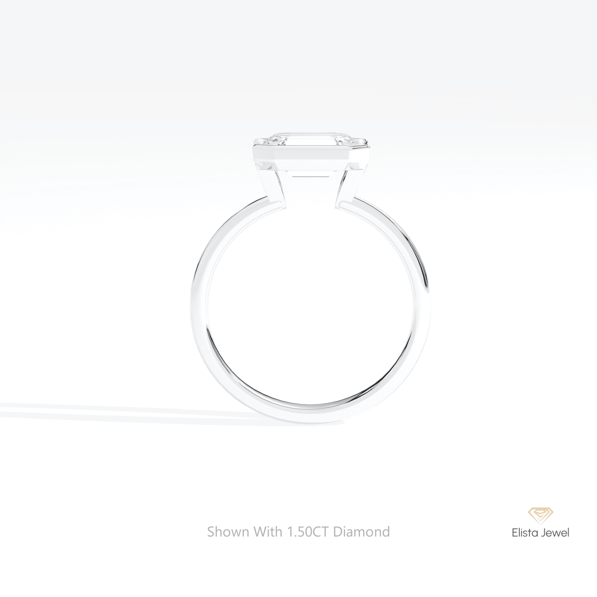 East West Emerald Cut Solitaire Lab Grown Diamond Ring - Additional View