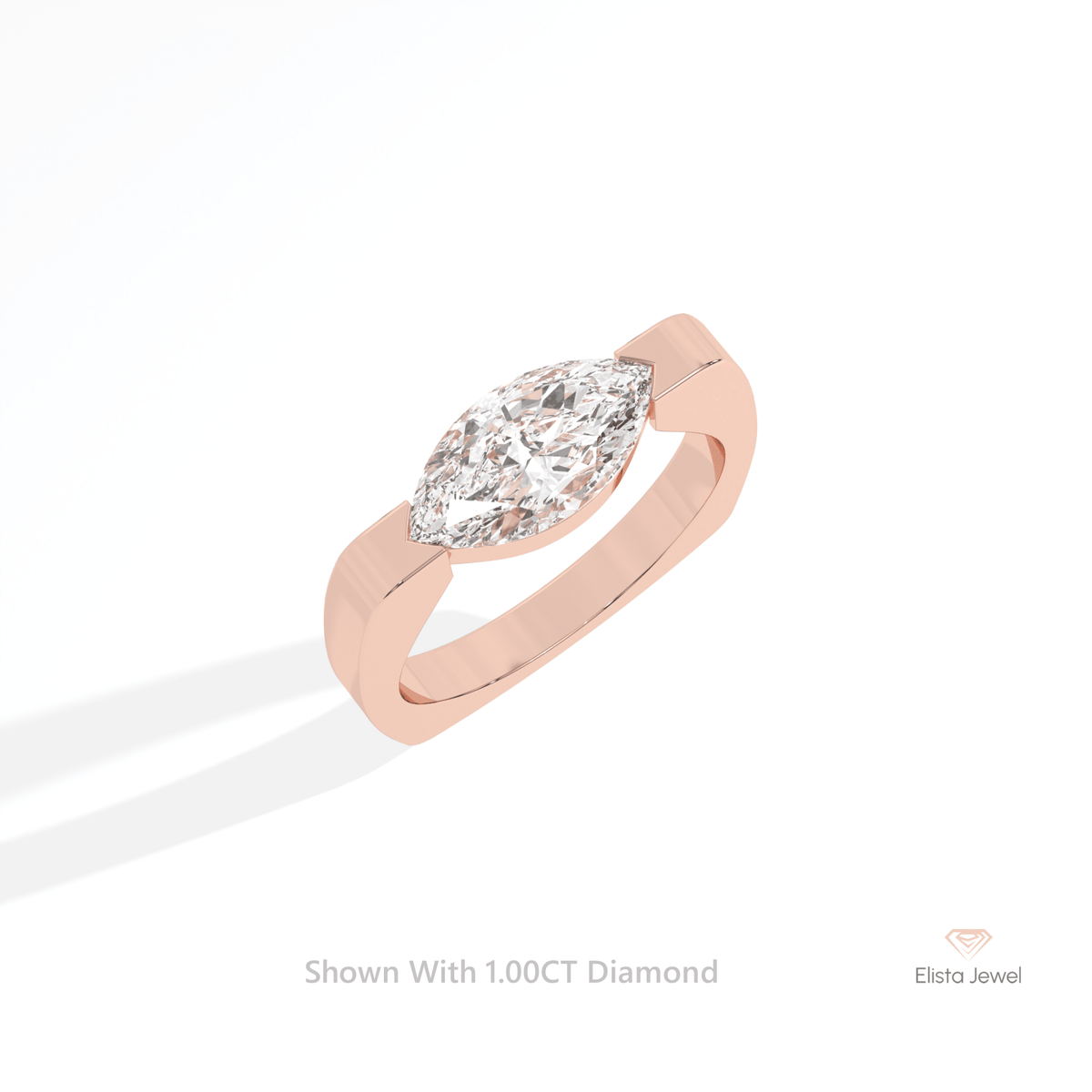 East West Marquise Cut Engagement Lab Grown Diamond Ring in Platinum - Lifestyle View