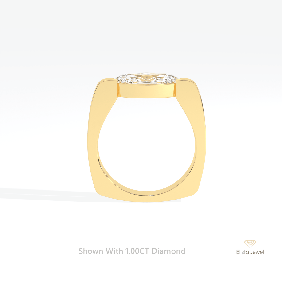 East West Marquise Cut Engagement Lab Grown Diamond Ring in 10K Rose Gold - Angled View