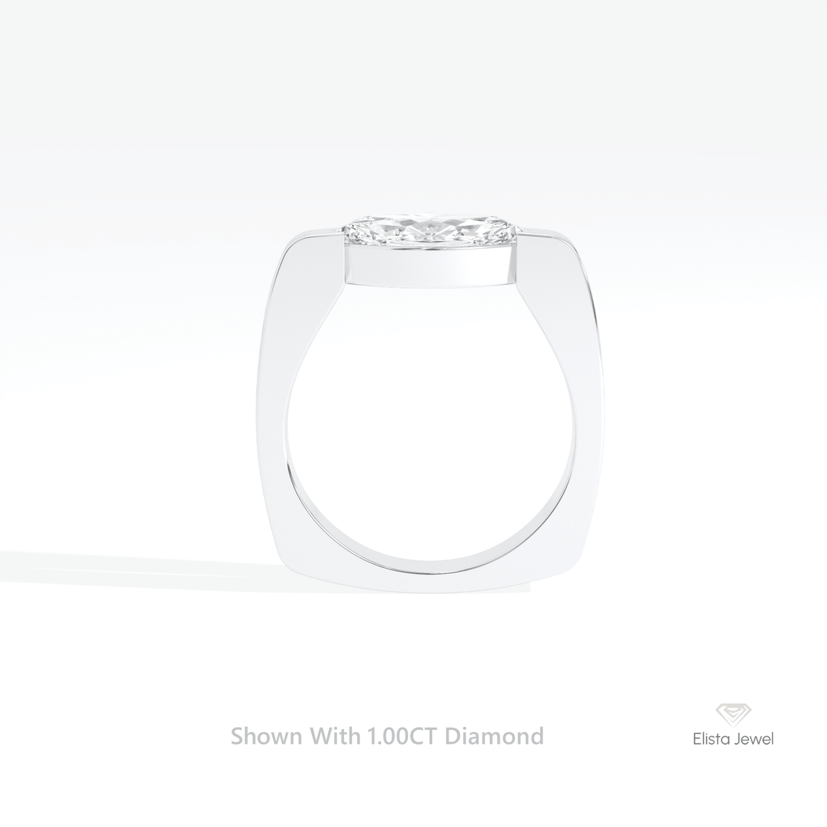 East West Marquise Cut Engagement Lab Grown Diamond Ring in 18K White Gold - Close-up View