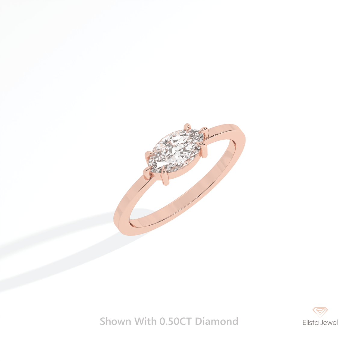 East West Marquise Cut Solitaire Lab Grown Diamond Ring in Platinum - Lifestyle View