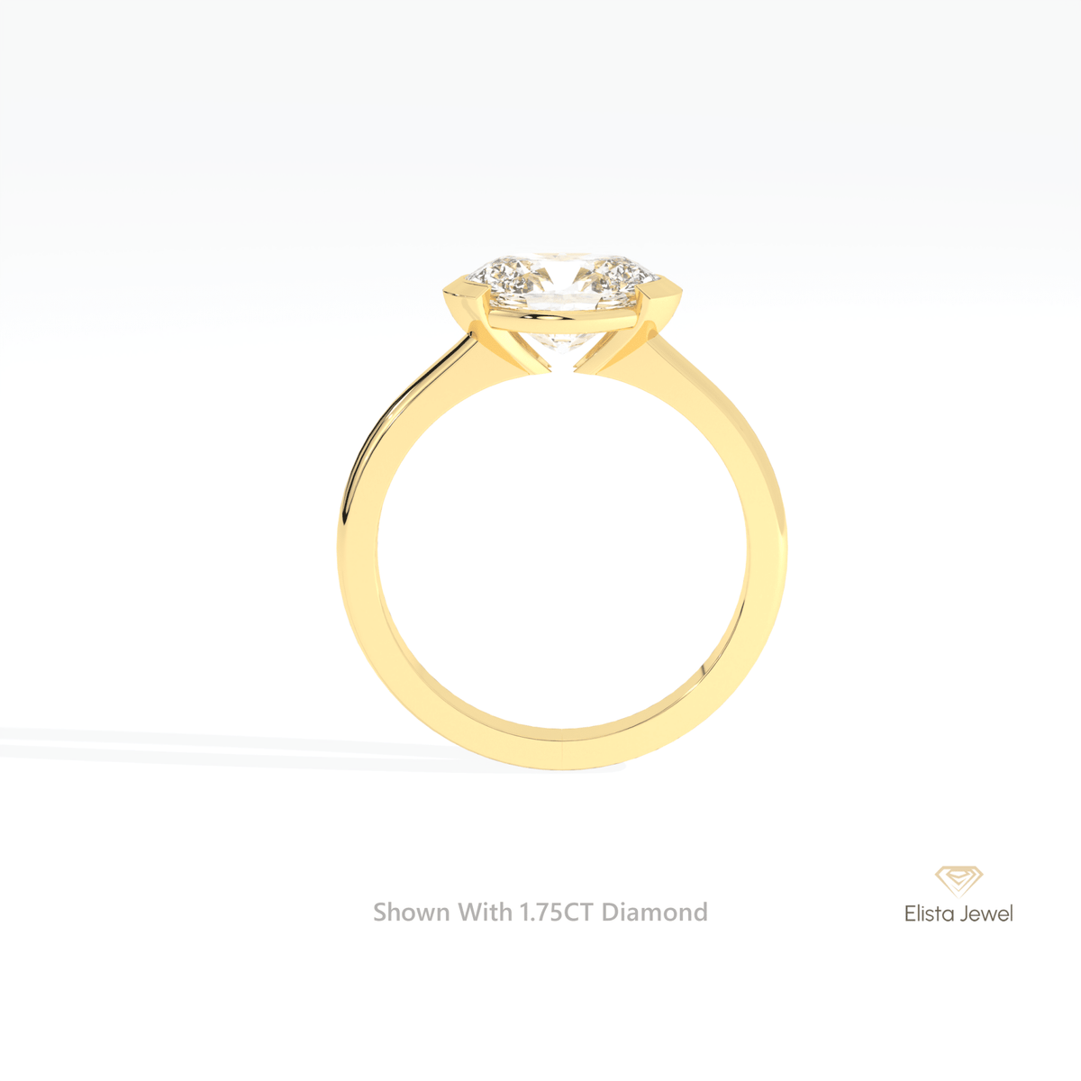 East West Oval Cut Bezel Solitaire Lab Grown Diamond Ring - Alternative View