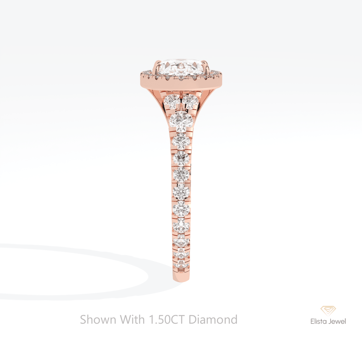 East West Oval Cut Halo Wedding Lab Grown Diamond Ring - Additional View