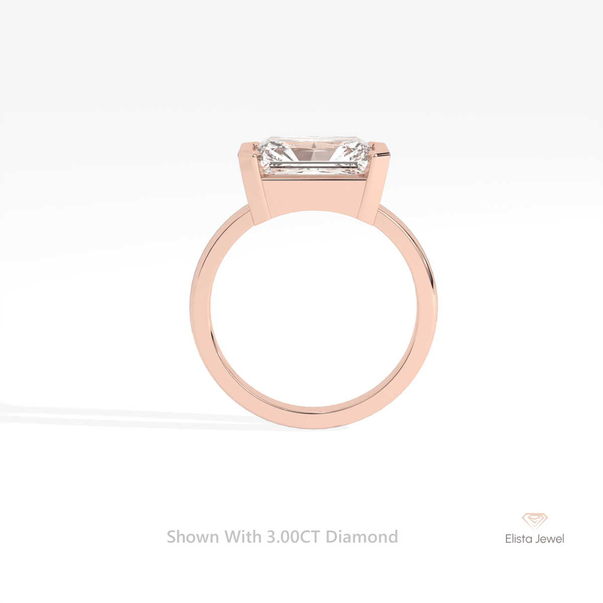 East West Radiant Cut Bezel Solitaire Lab Grown Diamond Ring - Alternative View