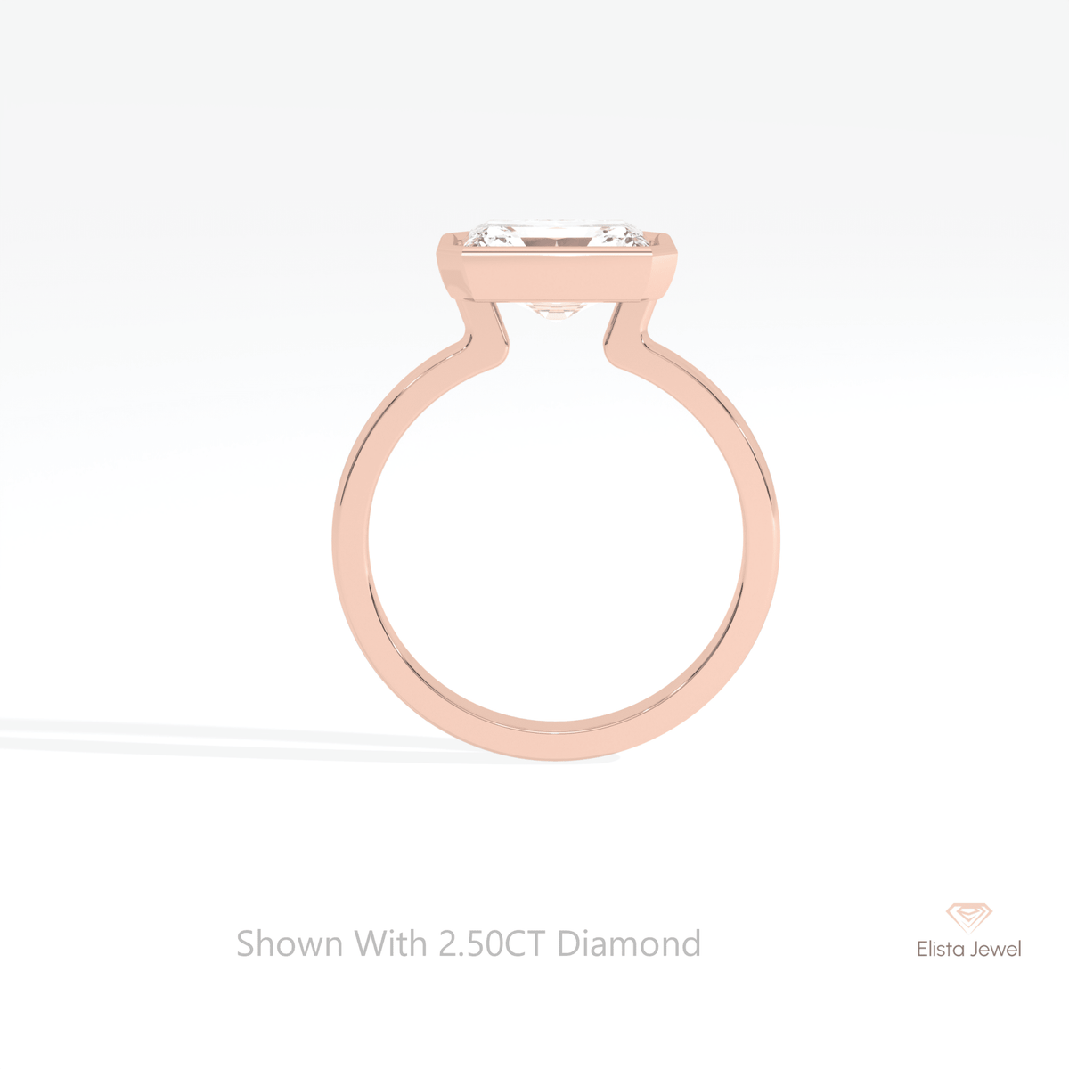 East West Radiant Cut Solitaire Lab Grown Diamond Ring - Alternative View