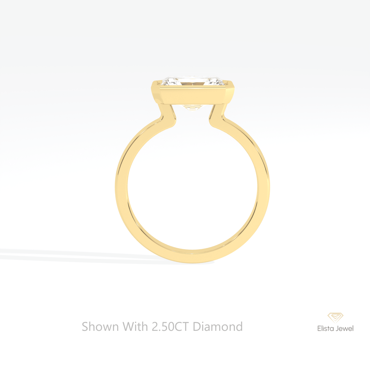 East West Radiant Cut Solitaire Lab Grown Diamond Ring in 10K Rose Gold - Angled View