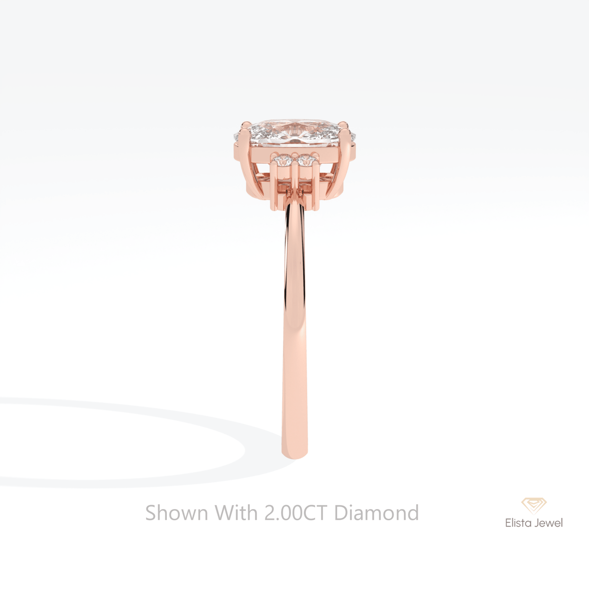 Elongated Cushion Cut Cluster Lab Grown Diamond Ring - Additional View