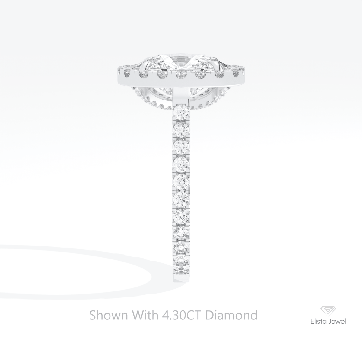 Elongated Cushion Cut Halo Accent Lab Grown Diamond Ring in 18K Yellow Gold - Perspective View