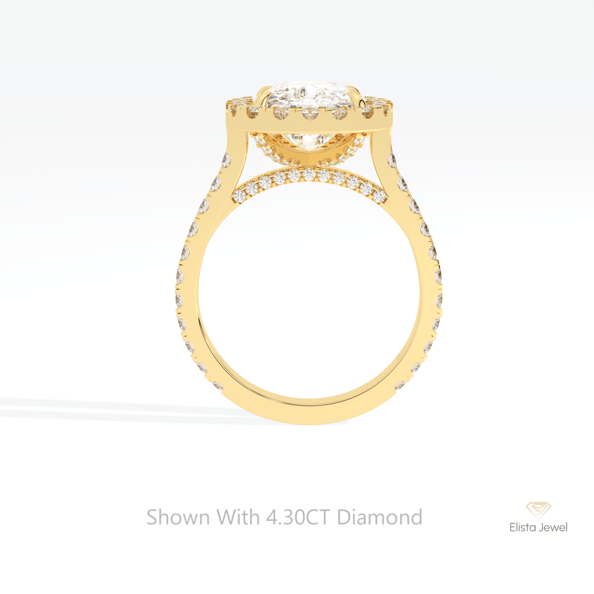 Elongated Cushion Cut Halo Accent Lab Grown Diamond Ring - Alternative View