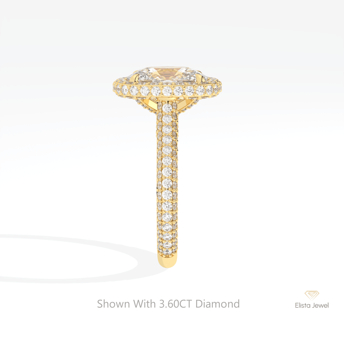 Elongated Cushion Cut Halo Wedding Lab Grown Diamond Ring - Additional View