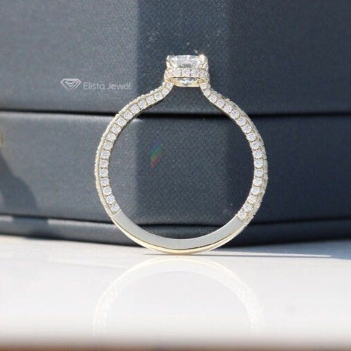 Elongated Cushion Cut Hidden Halo Engagement Lab Grown Diamond Ring - Alternative View