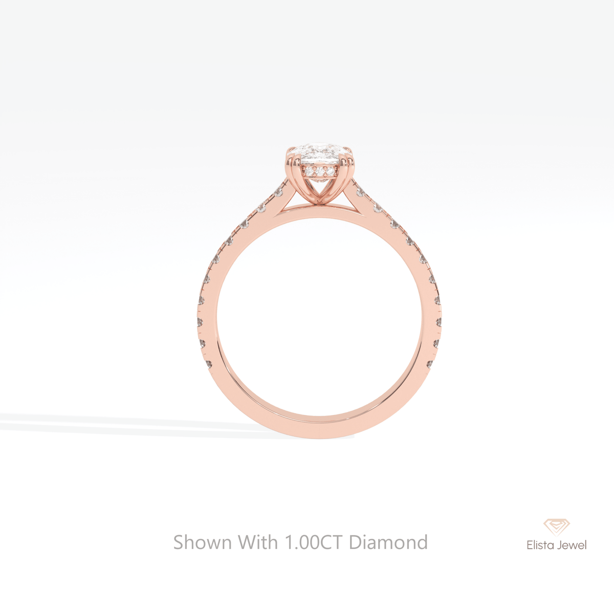 Elongated Cushion Cut Hidden Halo Lab Grown Diamond Ring - Alternative View