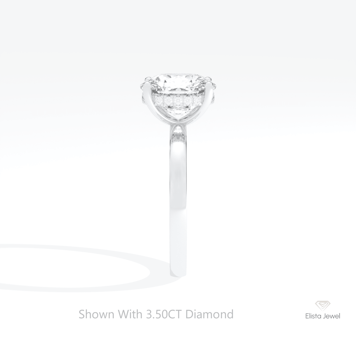 Elongated Cushion Cut Hidden Halo Lab Grown Diamond Ring in 18K Yellow Gold - Perspective View