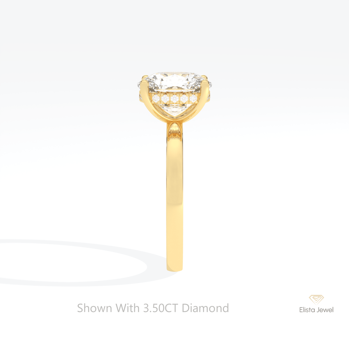 Elongated Cushion Cut Hidden Halo Lab Grown Diamond Ring in 14K White Gold - Top View