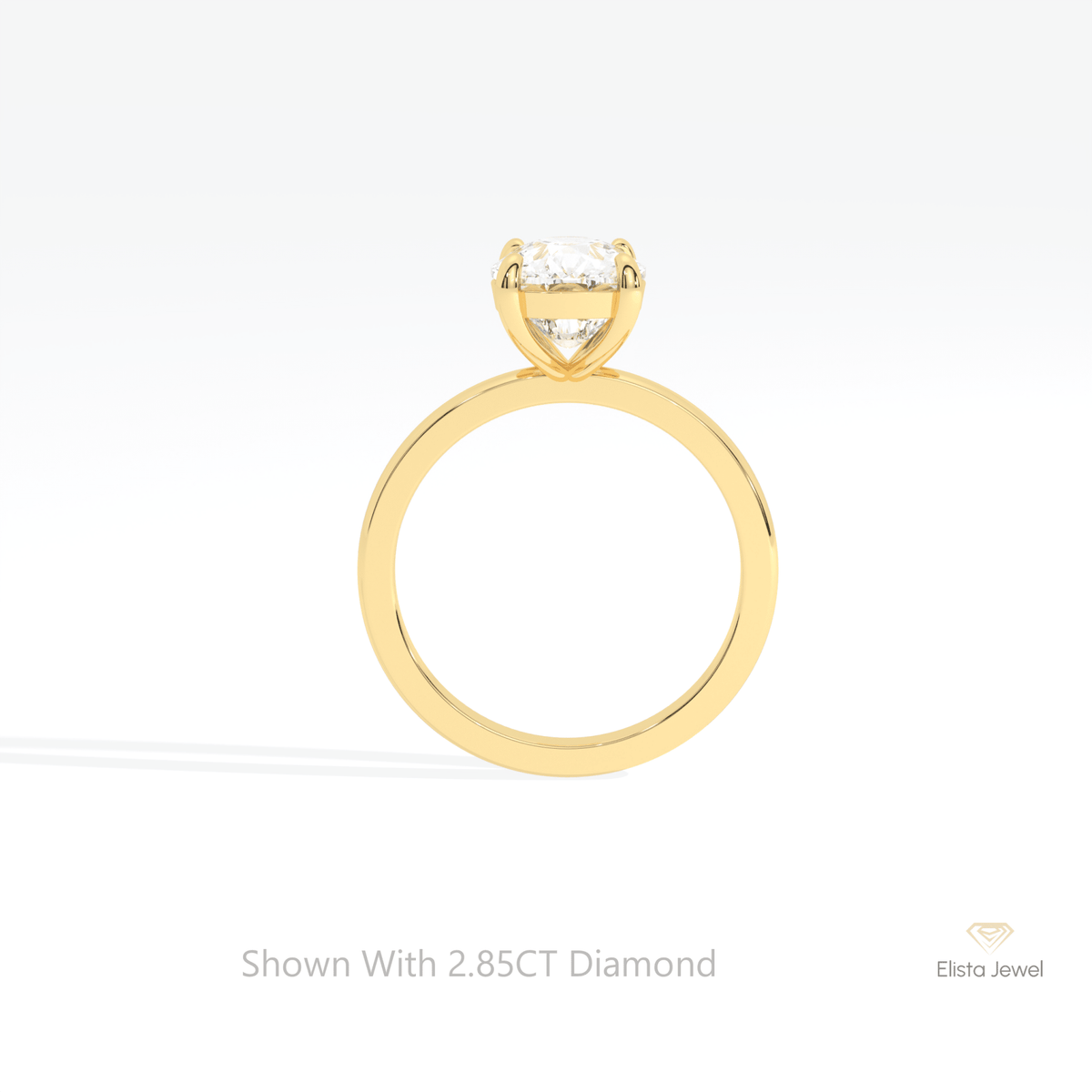 Elongated Cushion Cut Solitaire Lab Grown Diamond Ring in 10K Rose Gold - Angled View