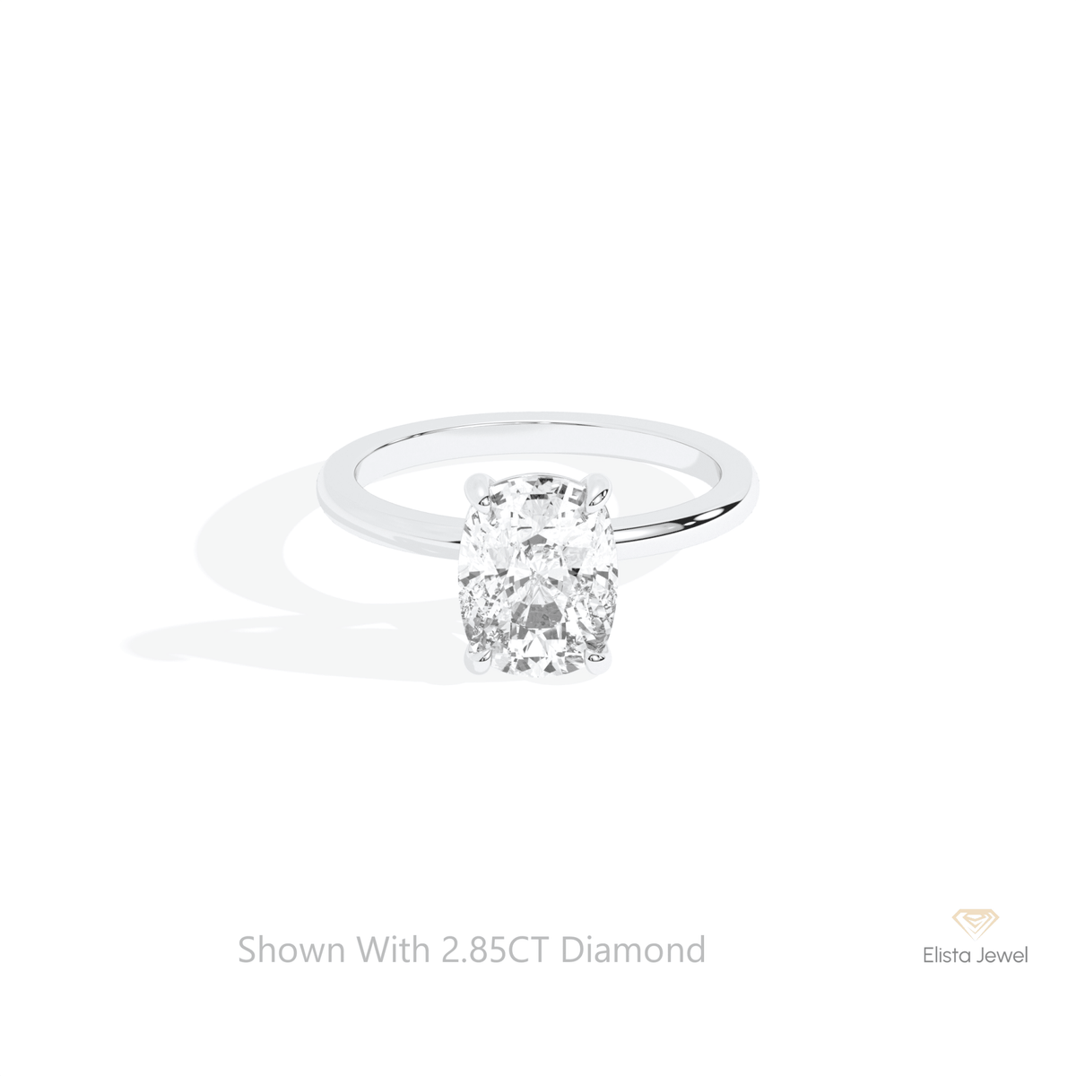 Elongated Cushion Cut Solitaire Lab Grown Diamond Ring in 14K Yellow Gold - Detail View