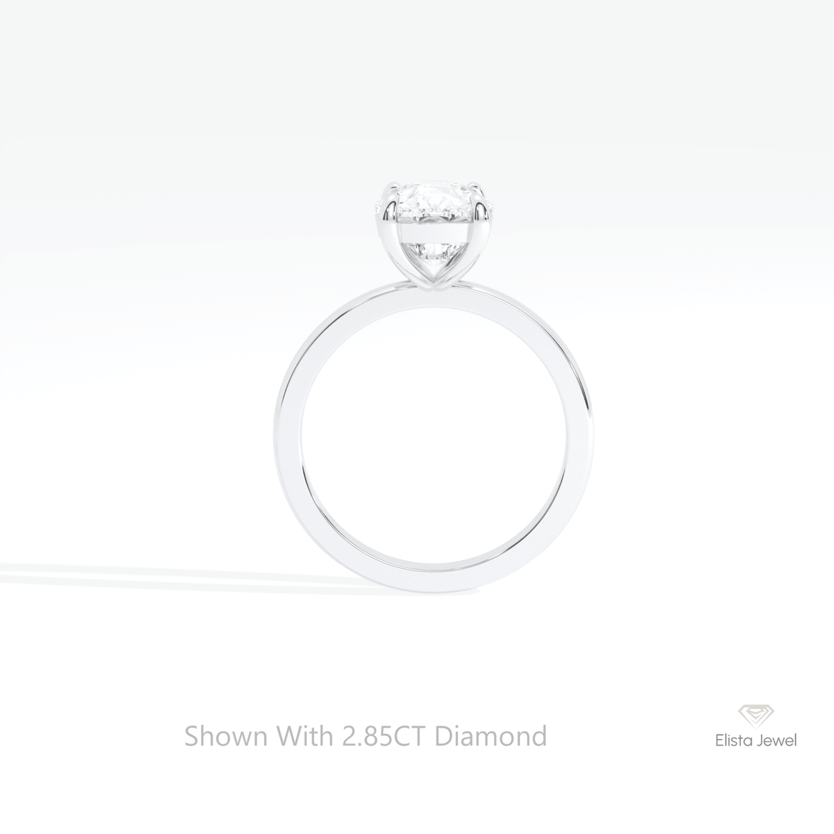 Elongated Cushion Cut Solitaire Lab Grown Diamond Ring in 18K White Gold - Close-up View