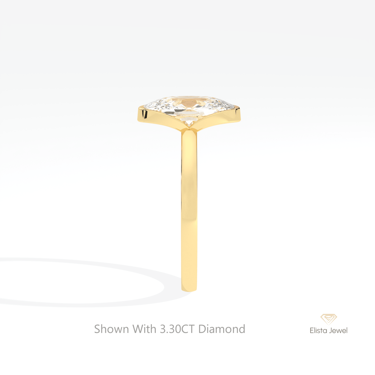 Elongated Cushion Cut Solitaire Lab Grown Diamond Ring in 14K White Gold - Top View