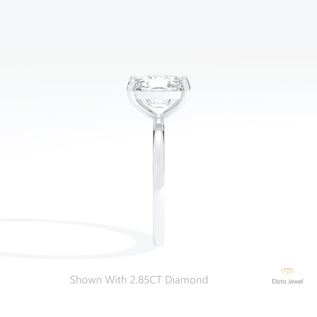 Elongated Cushion Cut Solitaire Lab Grown Diamond Ring in 18K Yellow Gold - Perspective View