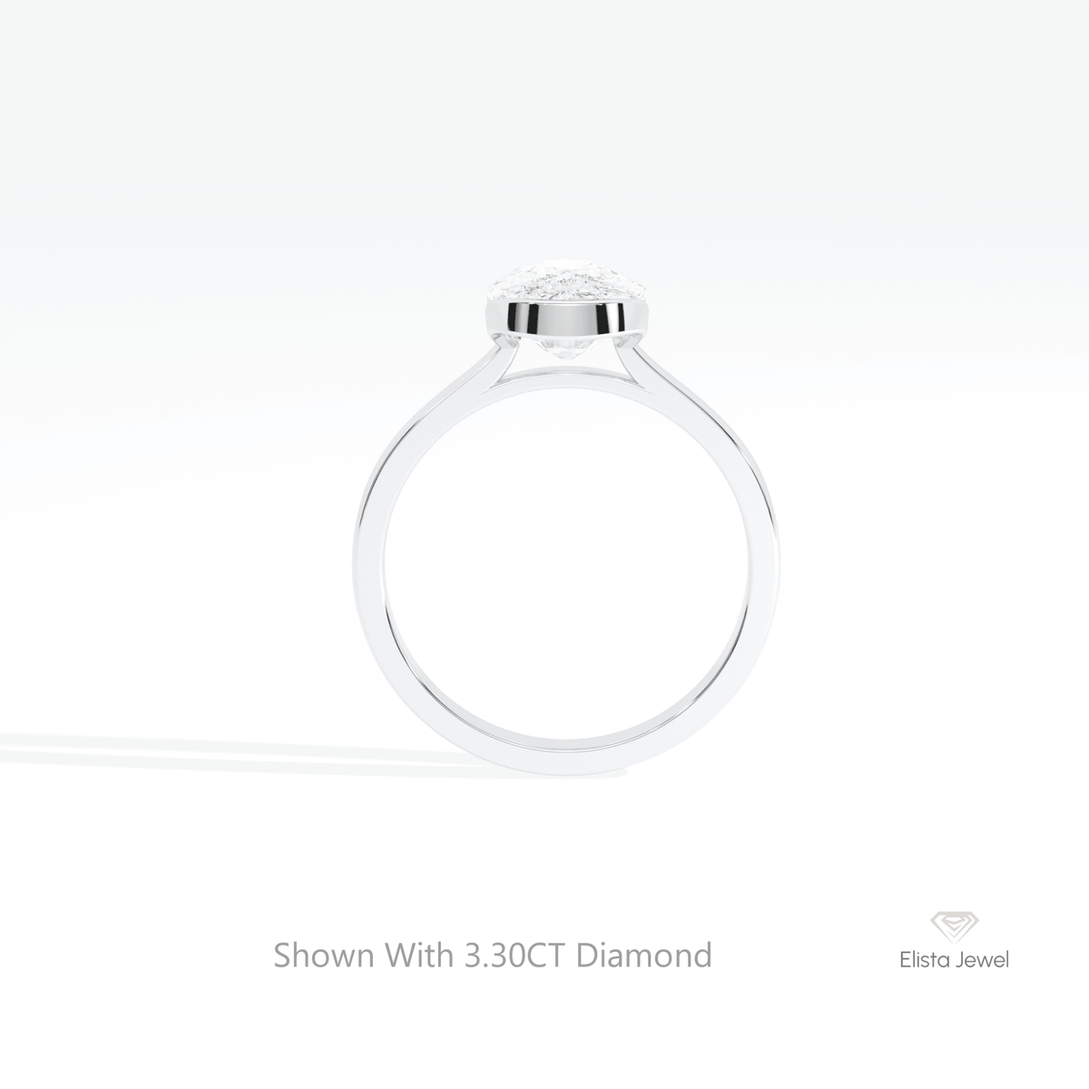 Elongated Cushion Cut Solitaire Lab Grown Diamond Ring in 18K White Gold - Close-up View