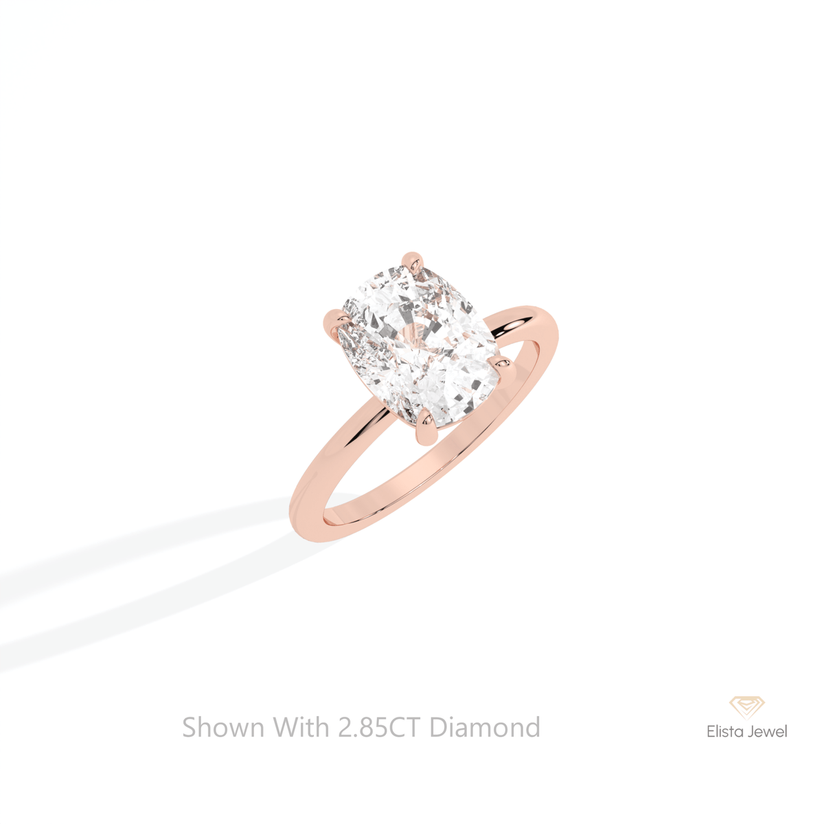 Elongated Cushion Cut Solitaire Lab Grown Diamond Ring in Platinum - Lifestyle View
