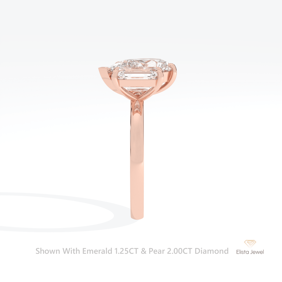 Emerald And Pear Cut Toi Et Moi Lab Grown Diamond Ring - Additional View