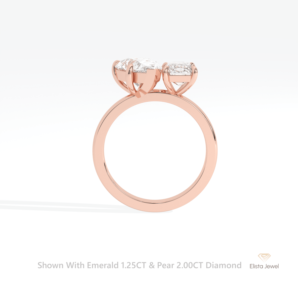 Emerald And Pear Cut Toi Et Moi Lab Grown Diamond Ring - Alternative View