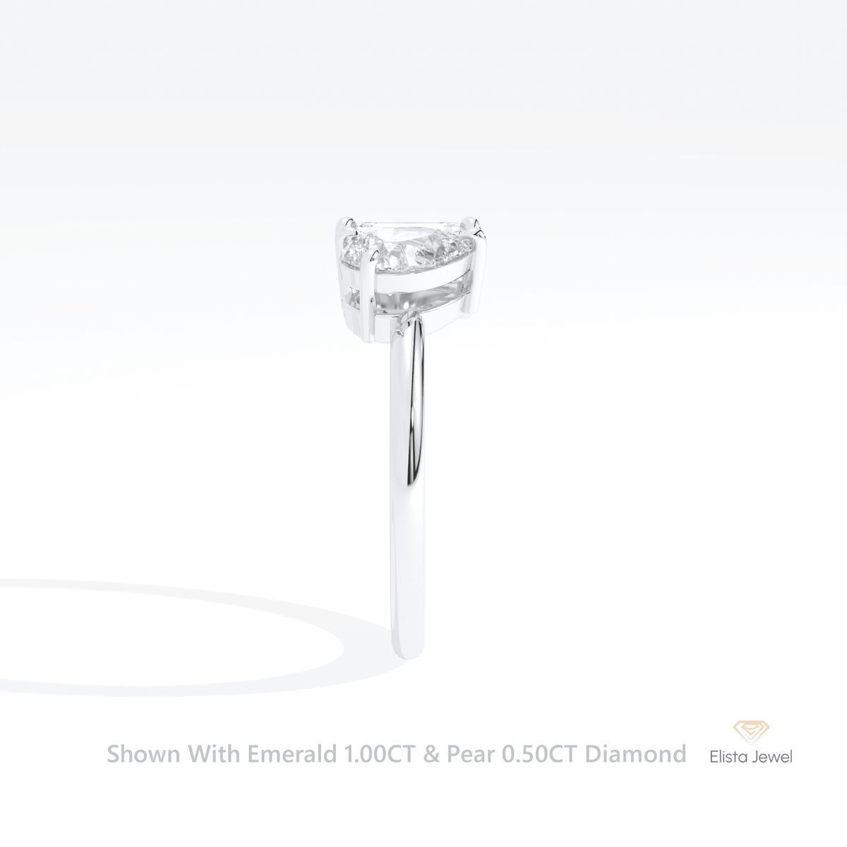 Emerald And Pear Cut Toi Et Moi Lab Grown Diamond Ring in 14K White Gold - Top View