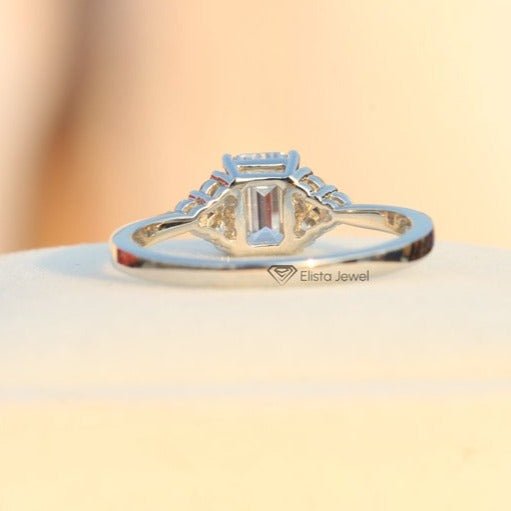 Emerald Cut Accent Engagement Lab Grown Diamond Ring - Alternative View
