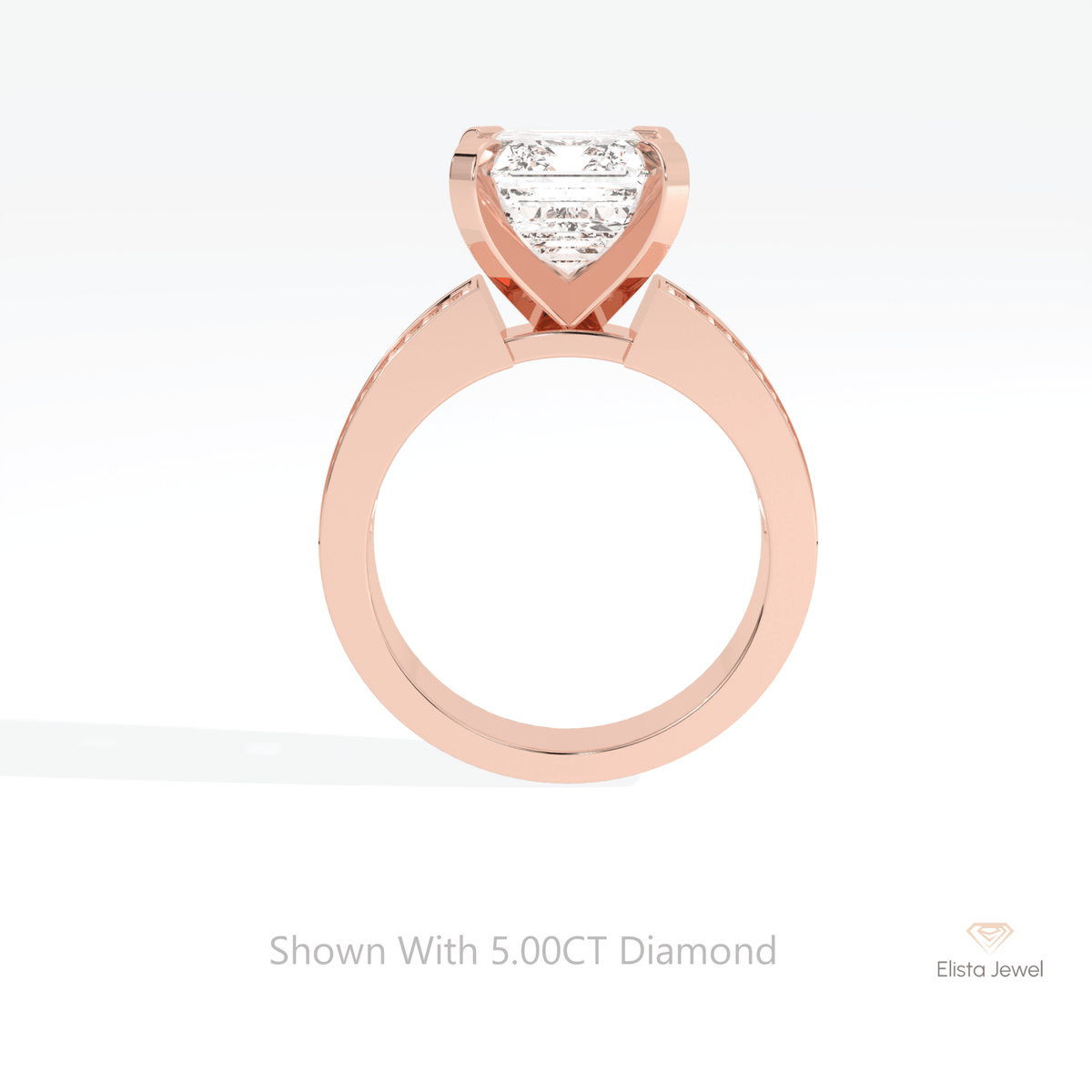 Emerald Cut Accent Engagement Lab Grown Diamond Ring - Alternative View