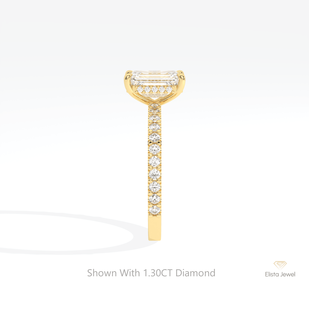 Emerald Cut Accent Hidden Halo Lab Grown Diamond Ring - Additional View