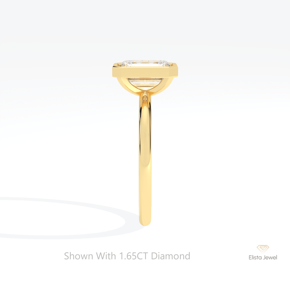 Emerald Cut Bezel Solitaire Lab Grown Diamond Ring - Additional View