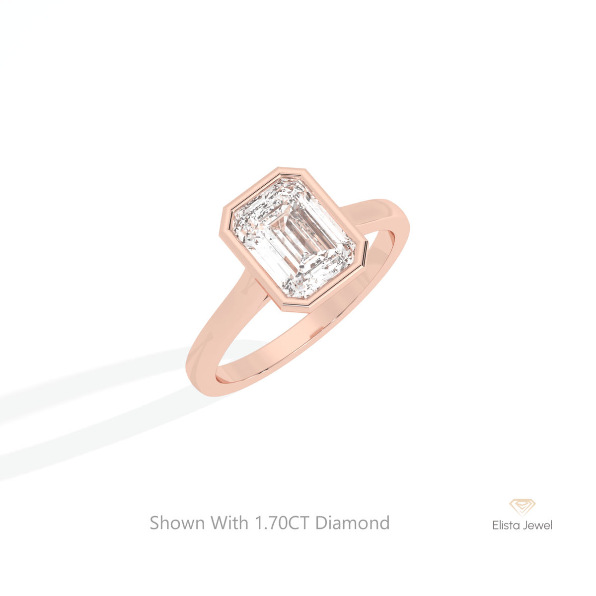 Emerald Cut Bezel Solitaire Lab Grown Diamond Ring in Platinum - Lifestyle View