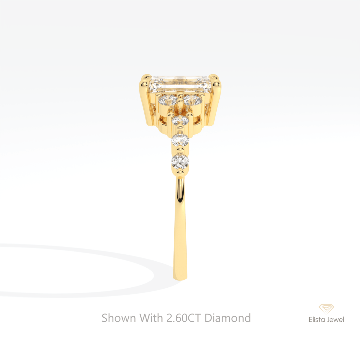 Emerald Cut Cluster Engagement Lab Grown Diamond Ring - Additional View