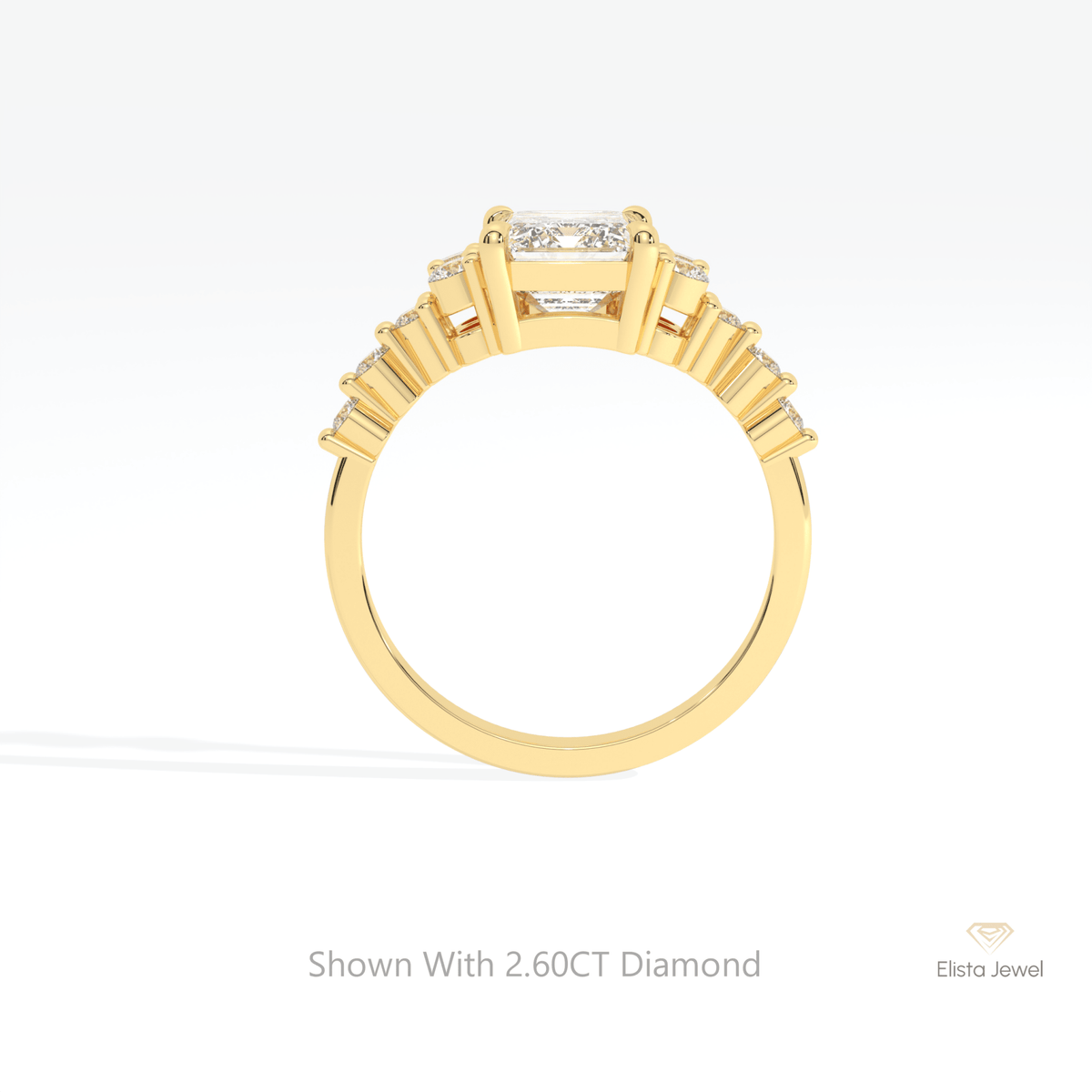 Emerald Cut Cluster Engagement Lab Grown Diamond Ring - Alternative View