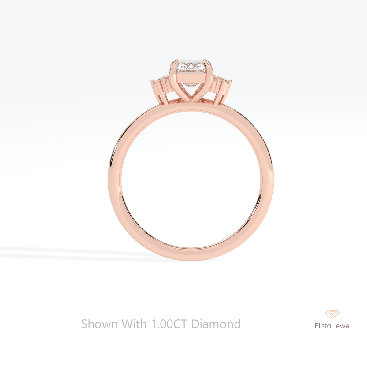 Emerald Cut Cluster Wedding Lab Grown Diamond Ring - Alternative View