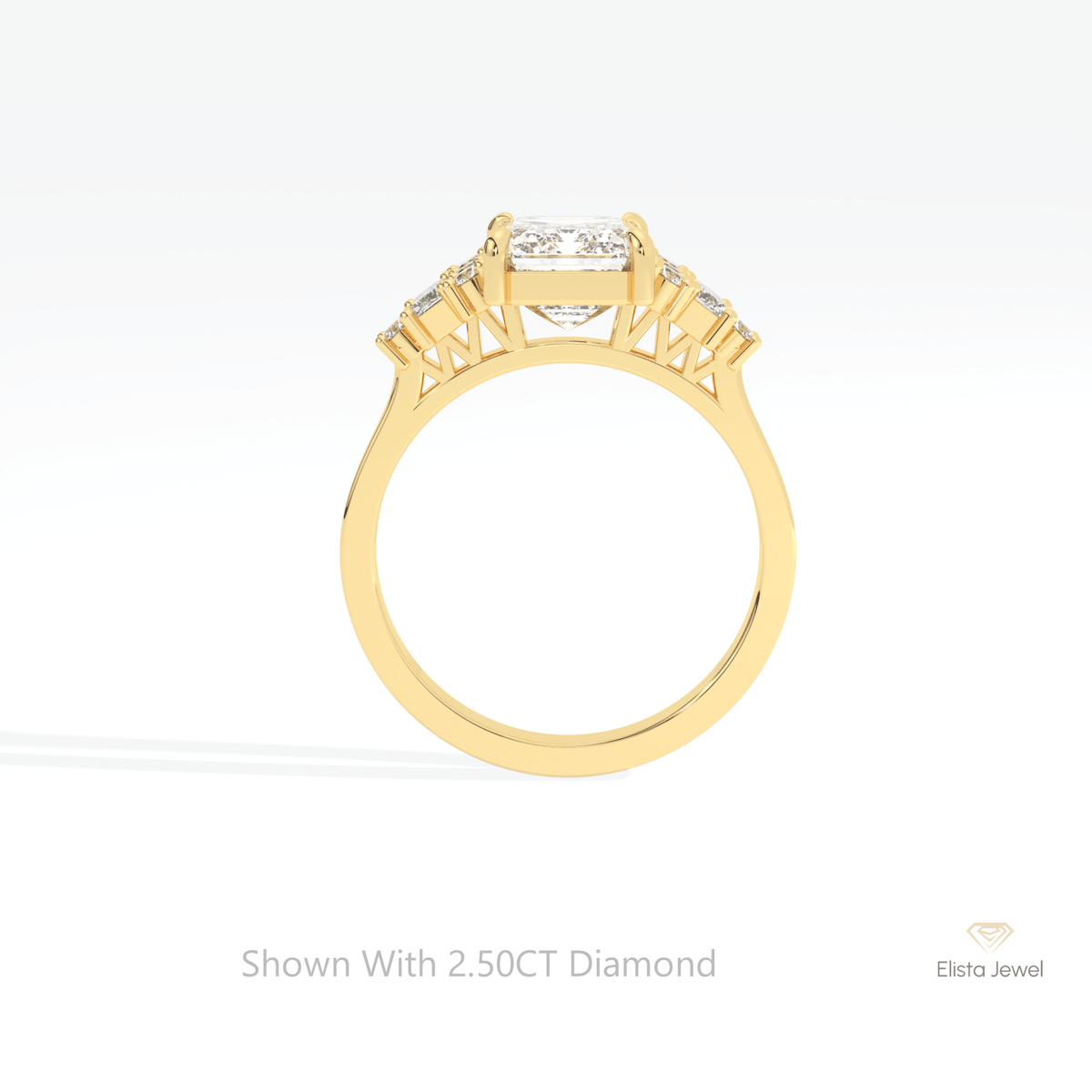 Emerald Cut Cluster Wedding Lab Grown Diamond Ring - Alternative View