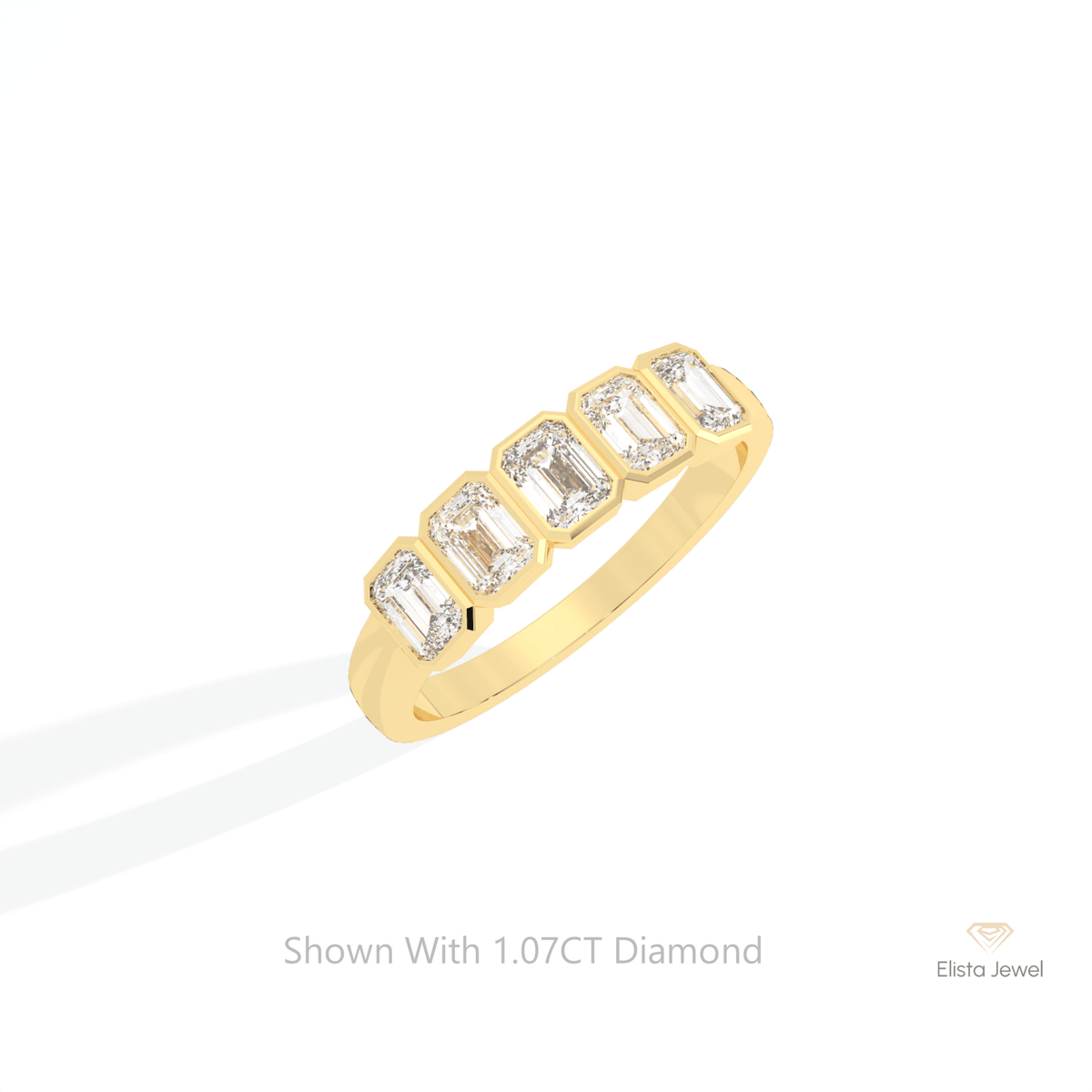Emerald Cut Five Stone Wedding Lab Grown Diamond Ring in Platinum - Lifestyle View