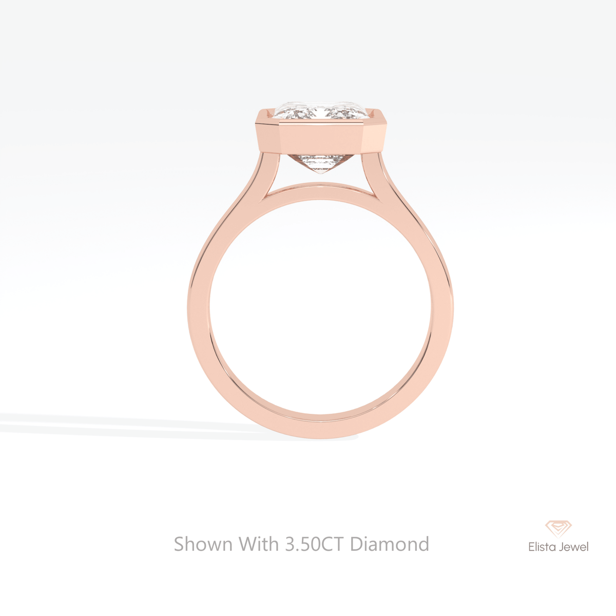 Emerald Cut Full Bezel Solitaire Lab Grown Diamond Ring - Alternative View