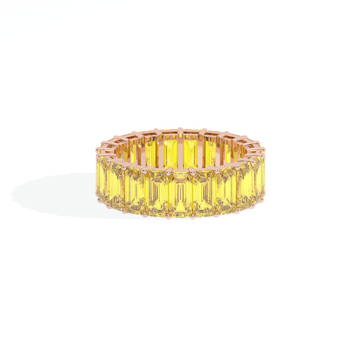 Emerald Cut Full Eternity Wedding Lab Grown Diamond Band in 14K Rose Gold - View 18