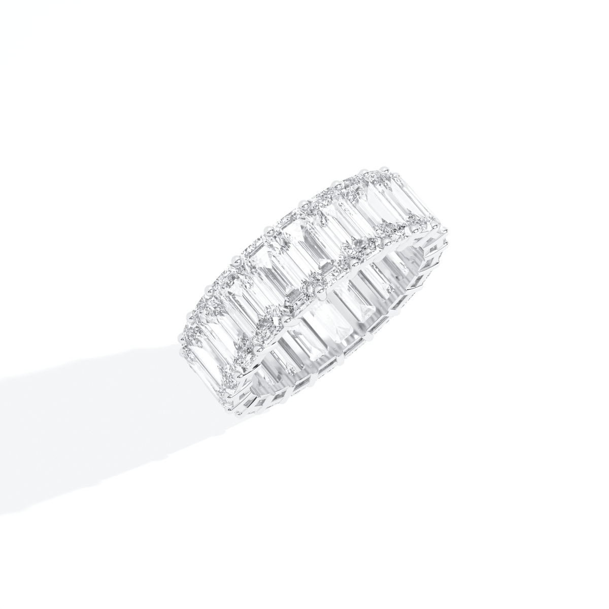 Emerald Cut Full Eternity Wedding Lab Grown Diamond Band in Platinum - View 30