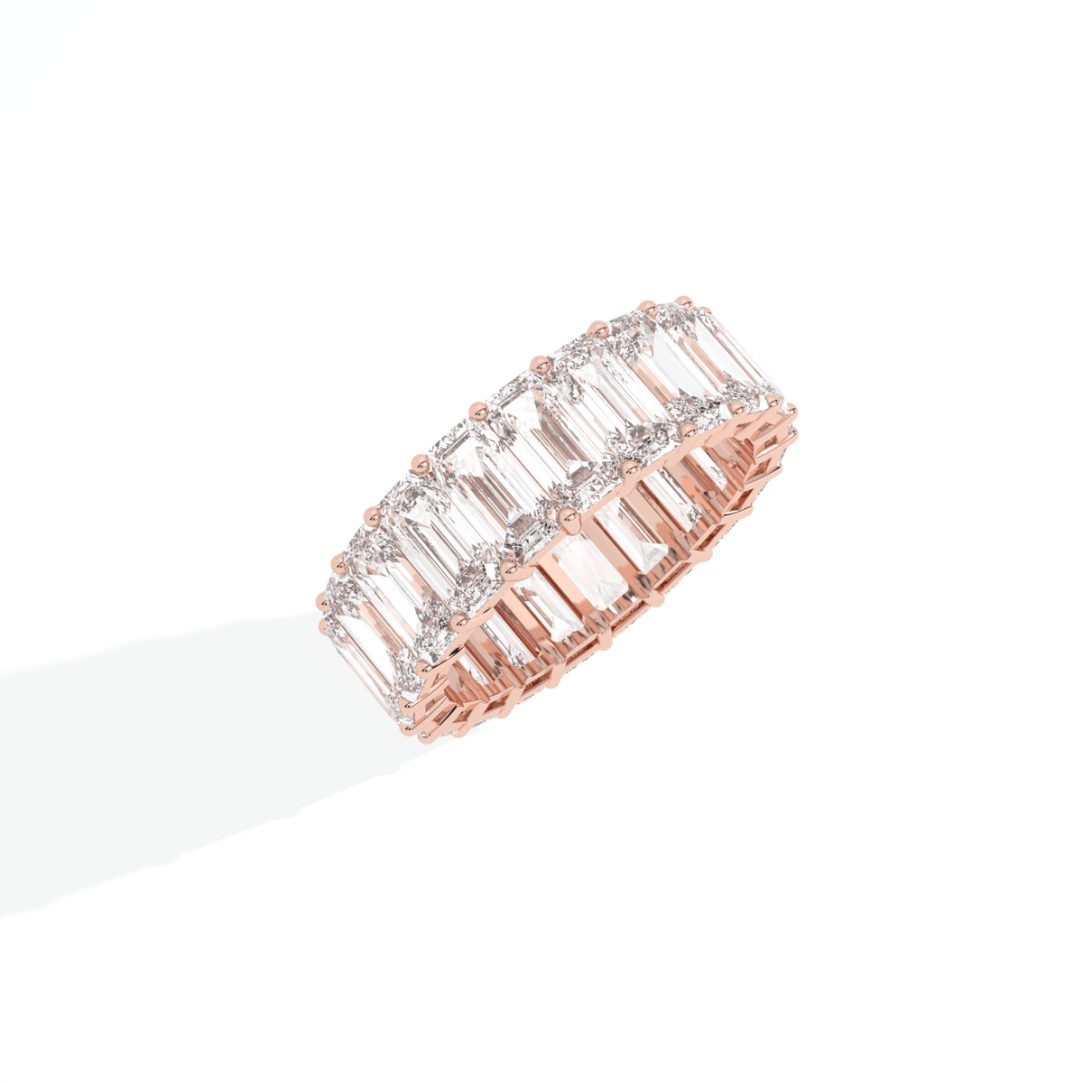 Emerald Cut Full Eternity Wedding Lab Grown Diamond Band in 10K White Gold - Side View
