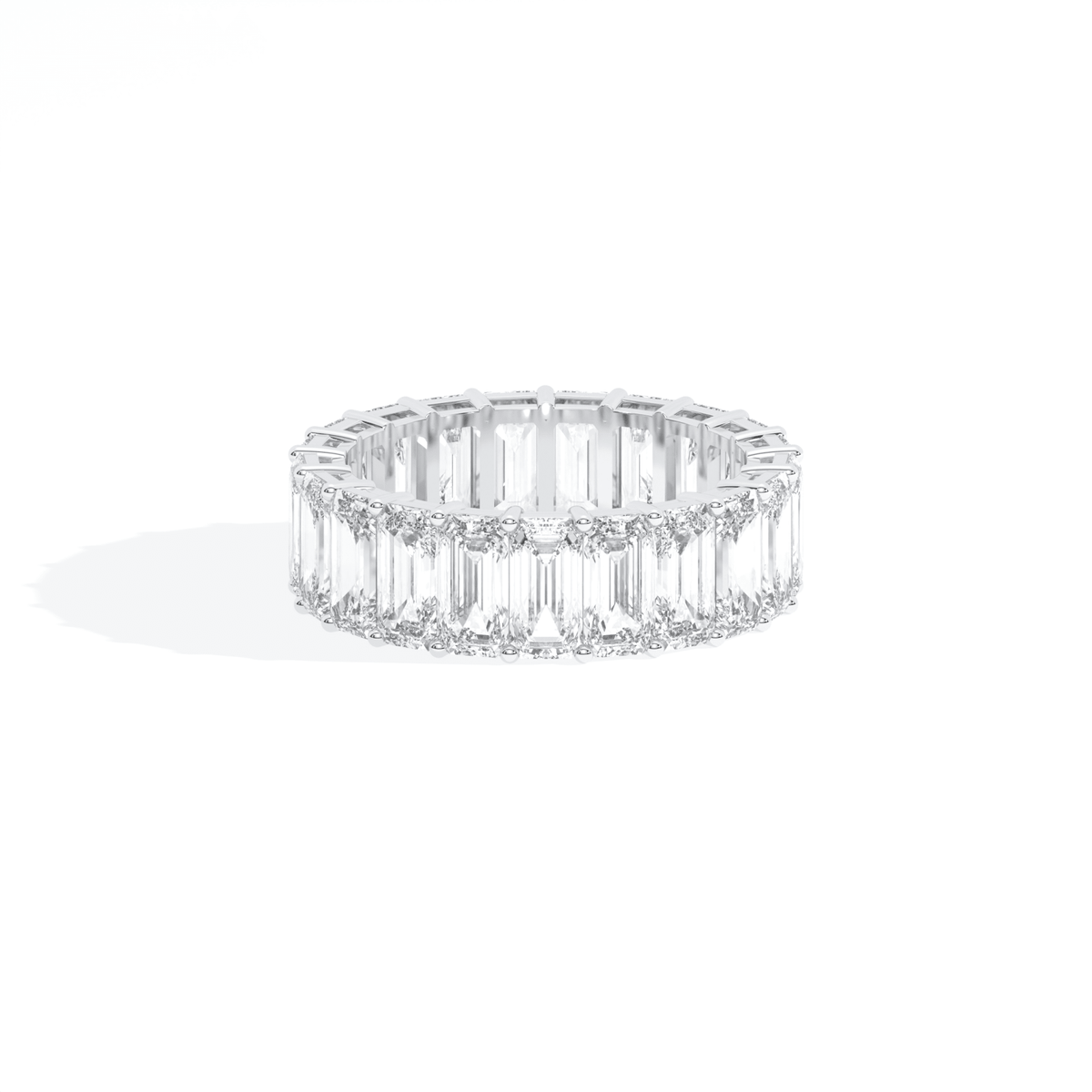 Emerald Cut Full Eternity Wedding Lab Grown Diamond Band in Platinum - View 29