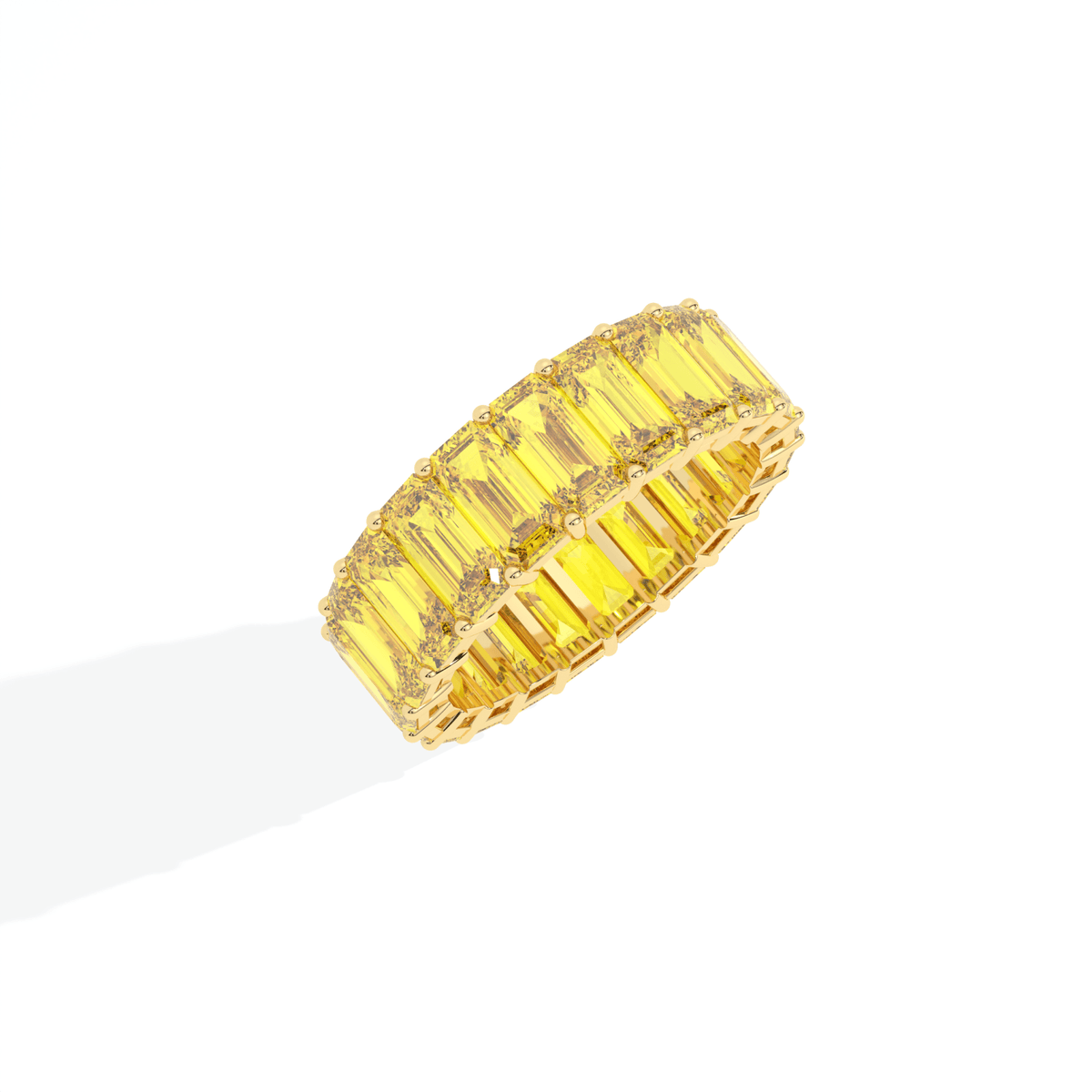 Emerald Cut Full Eternity Wedding Lab Grown Diamond Band in 18K Rose Gold - View 27