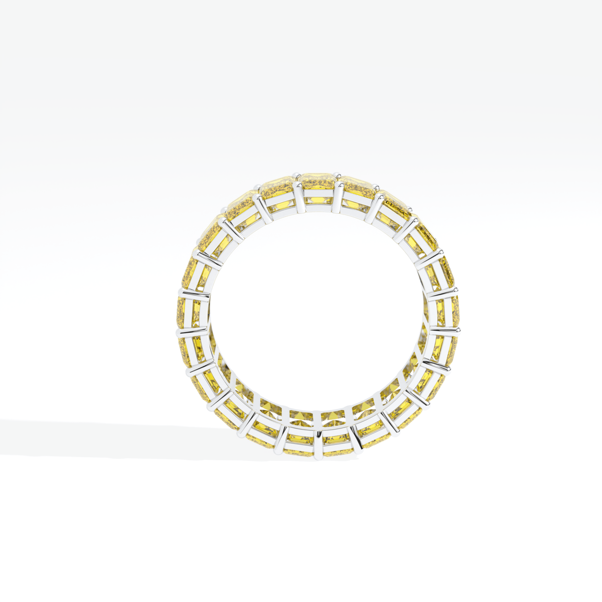 Emerald Cut Full Eternity Wedding Lab Grown Diamond Band in 18K Yellow Gold - View 24