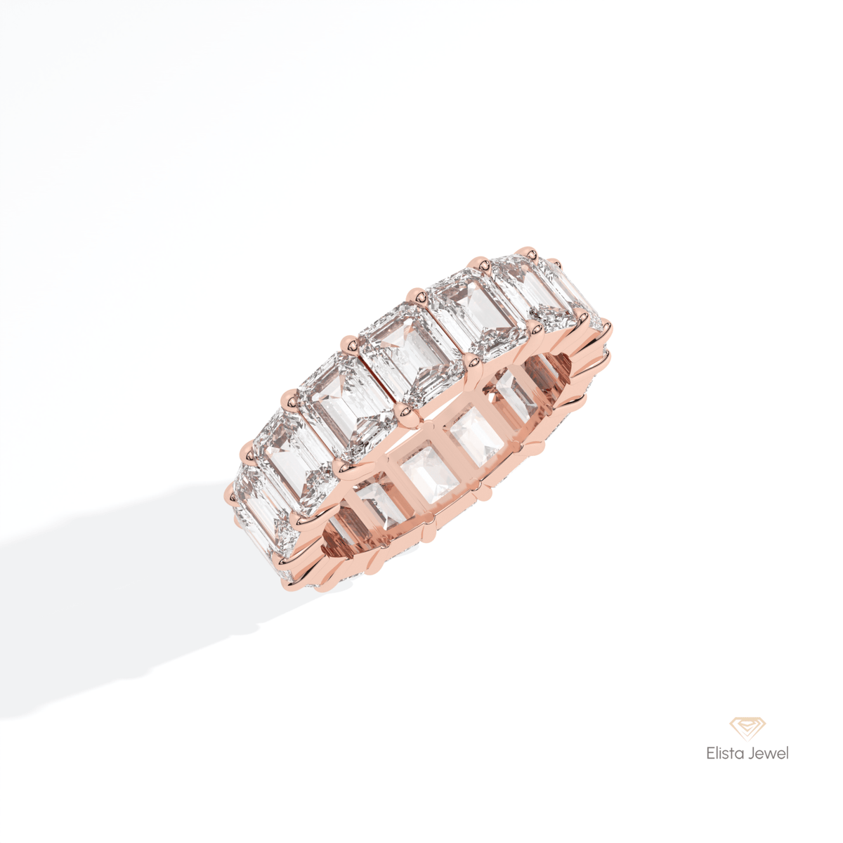 Emerald Cut Full Eternity Wedding Lab Grown Diamond Band in Platinum - Lifestyle View