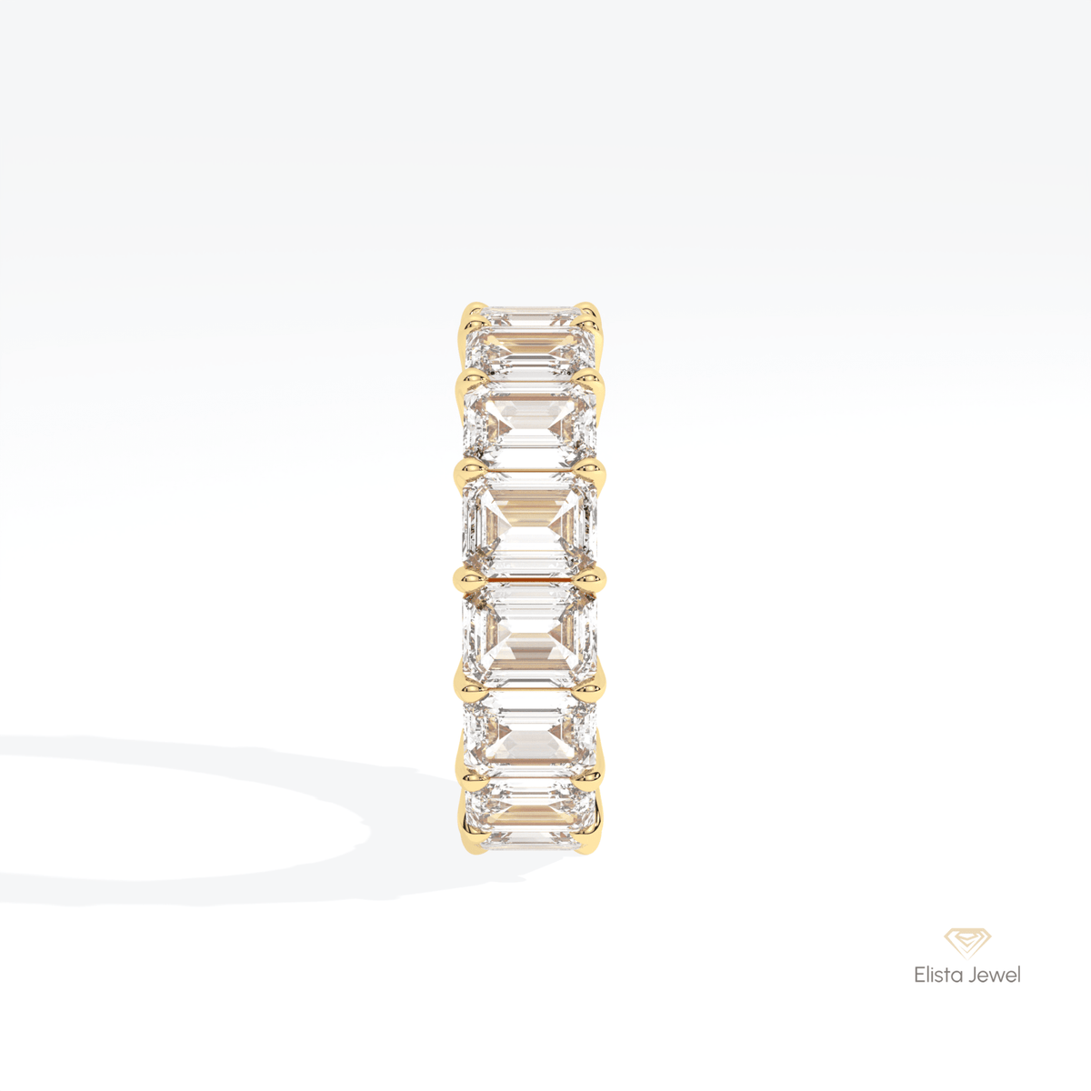 Emerald Cut Full Eternity Wedding Lab Grown Diamond Band in 14K White Gold - Top View