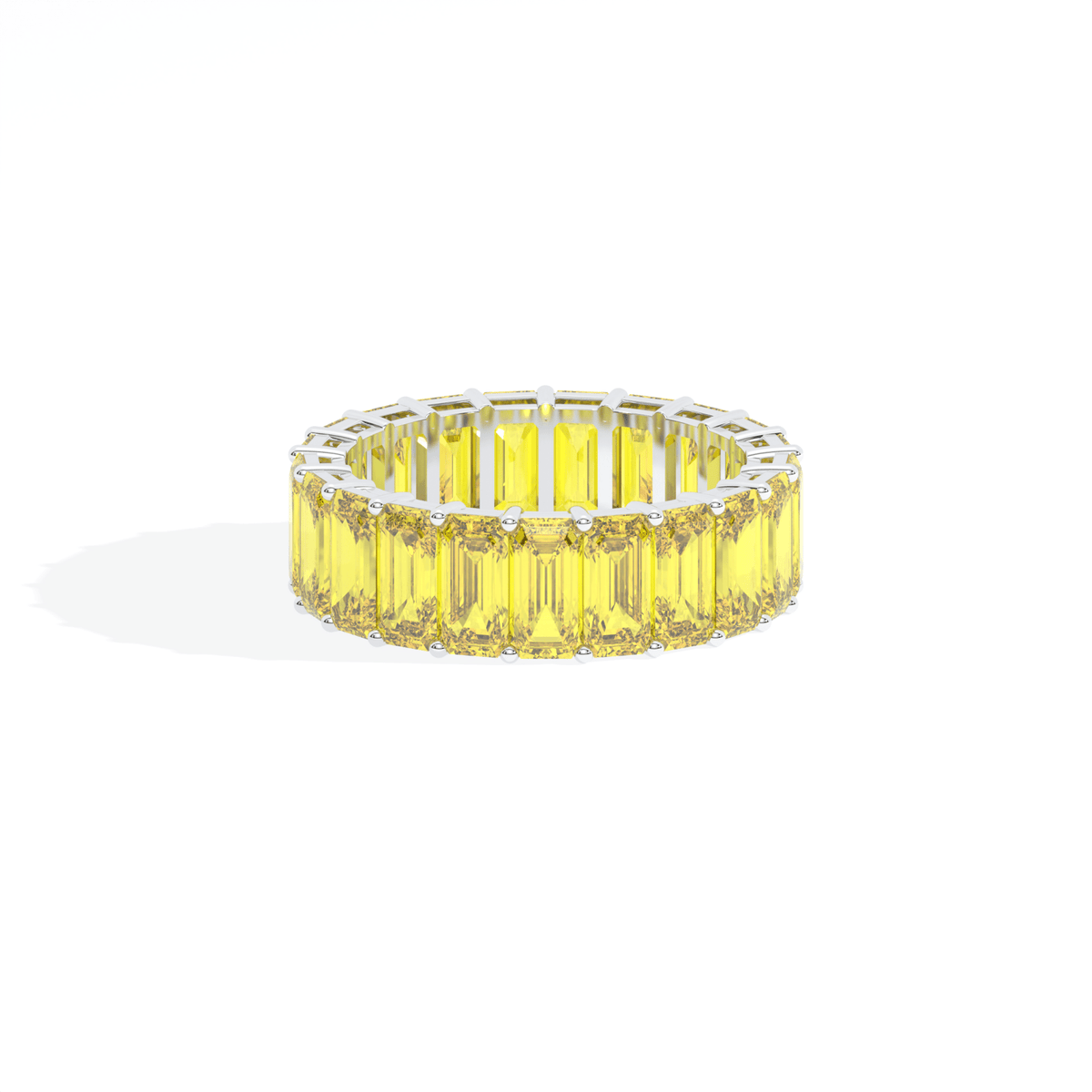 Emerald Cut Full Eternity Wedding Lab Grown Diamond Band in 18K Yellow Gold - View 22