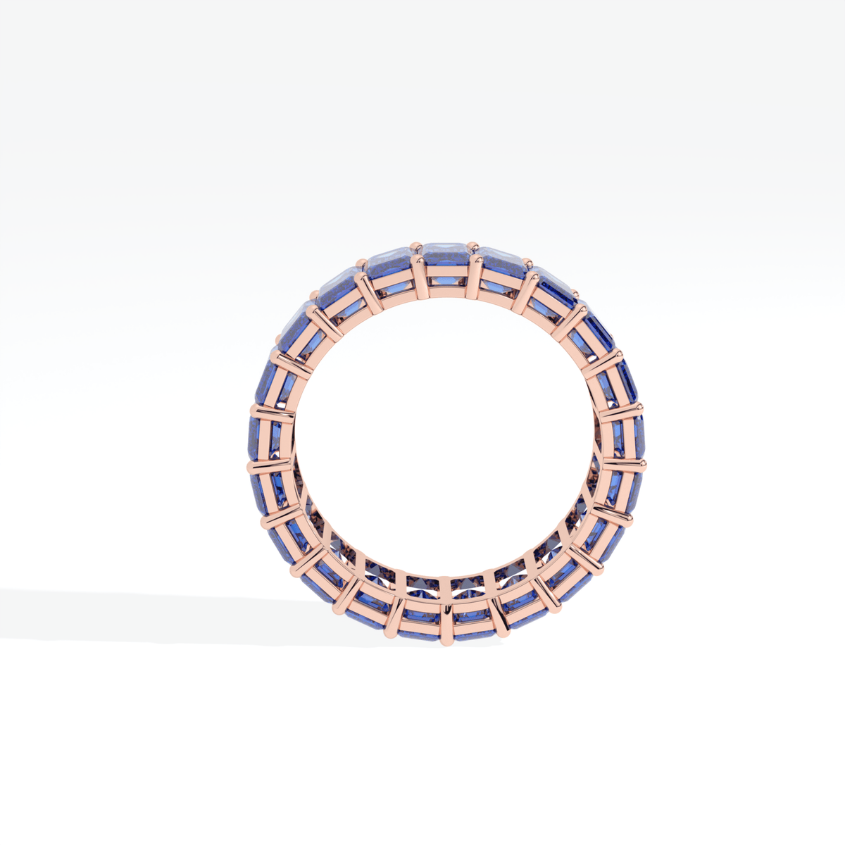 Emerald Cut Full Eternity Wedding Lab Grown Diamond Band in 10K Rose Gold - Perspective View