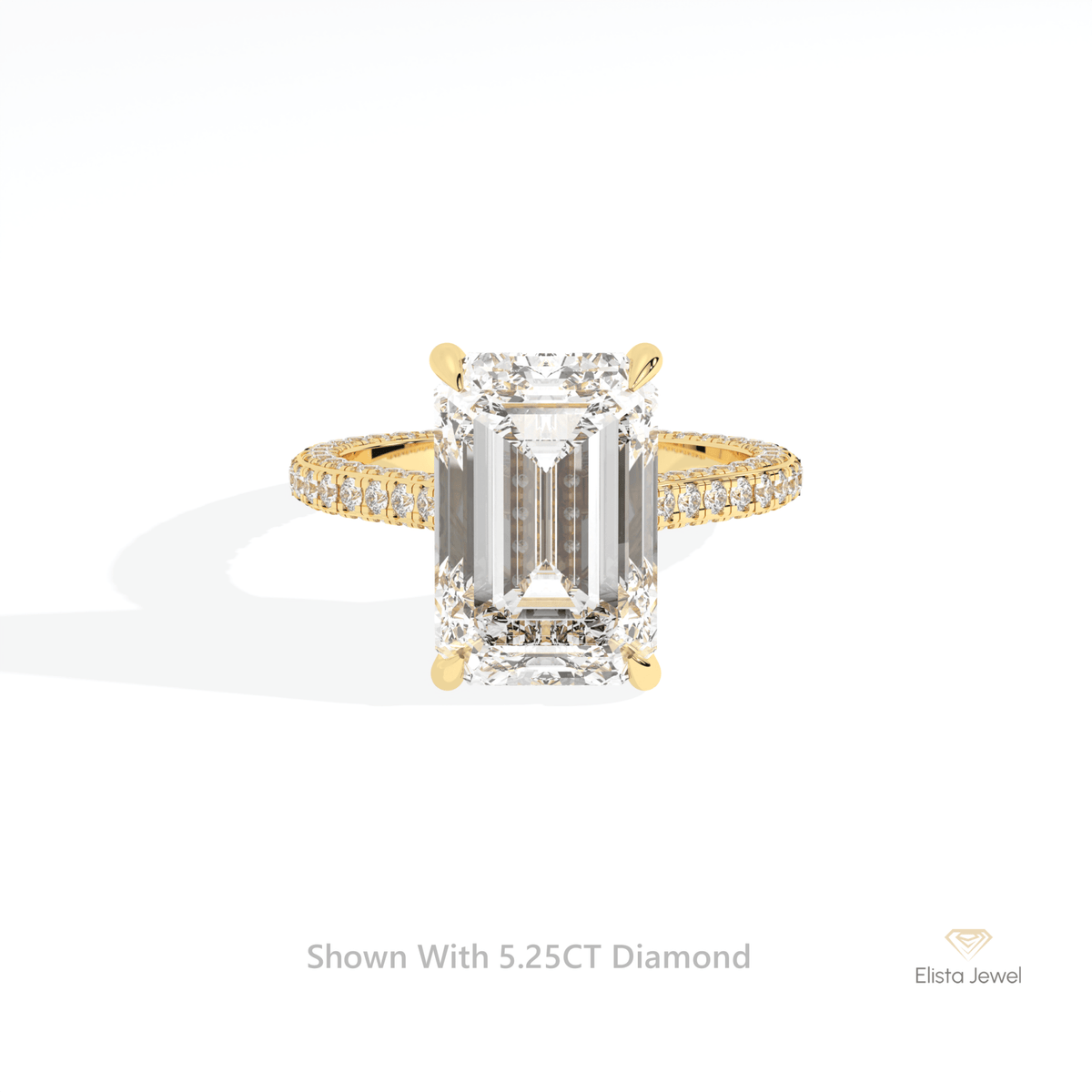 Emerald Cut Hidden Halo Engagement Lab Grown Diamond Ring in 10K White Gold - Front View